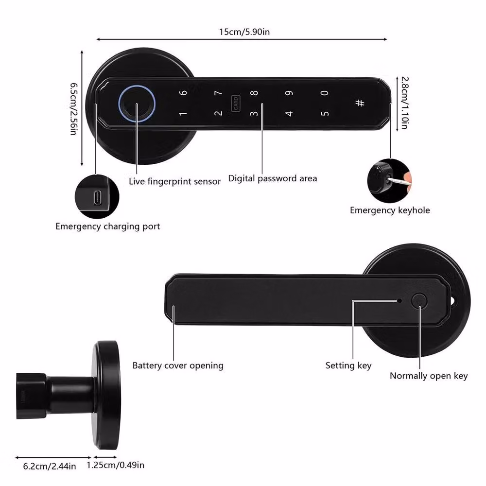 SPETLEK Smart Handle Lock with Type-C Interface in Black – 3