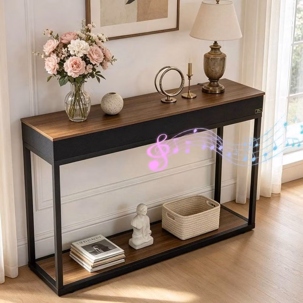 KORVIXA Rustic Brown Console Table for Hallway and Living Room, W/D/H: 100 x 100 cm – 4