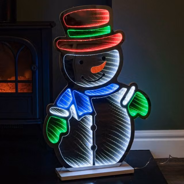 Samuel ALEXANDER Light up Snowman Infinity Christmas Decoration with Multi-Coloured LEDs, Height: 60 cm