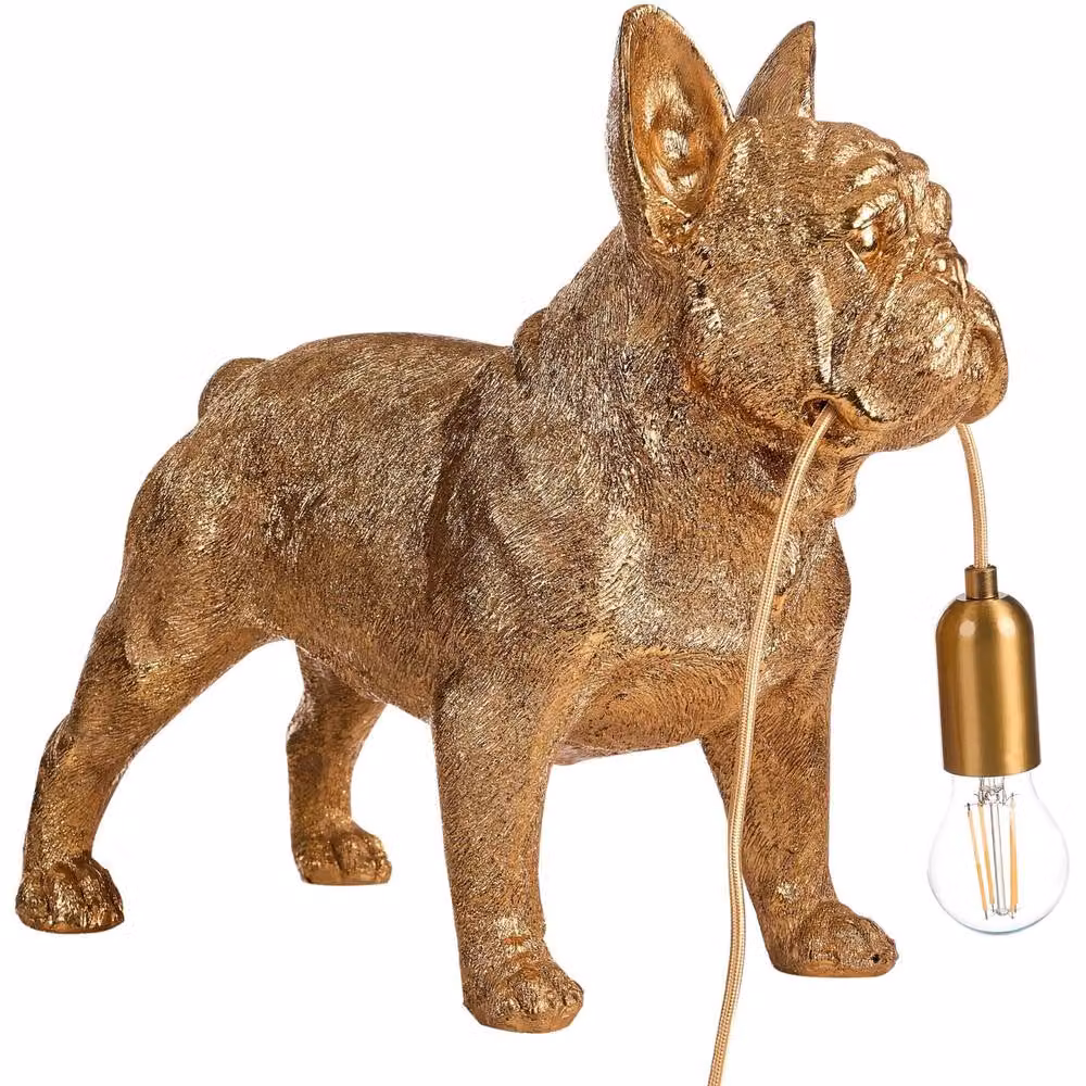 Wyld and Coco Gold Dog Table Lamp in Hand-Painted Polyresin and Metal – 2