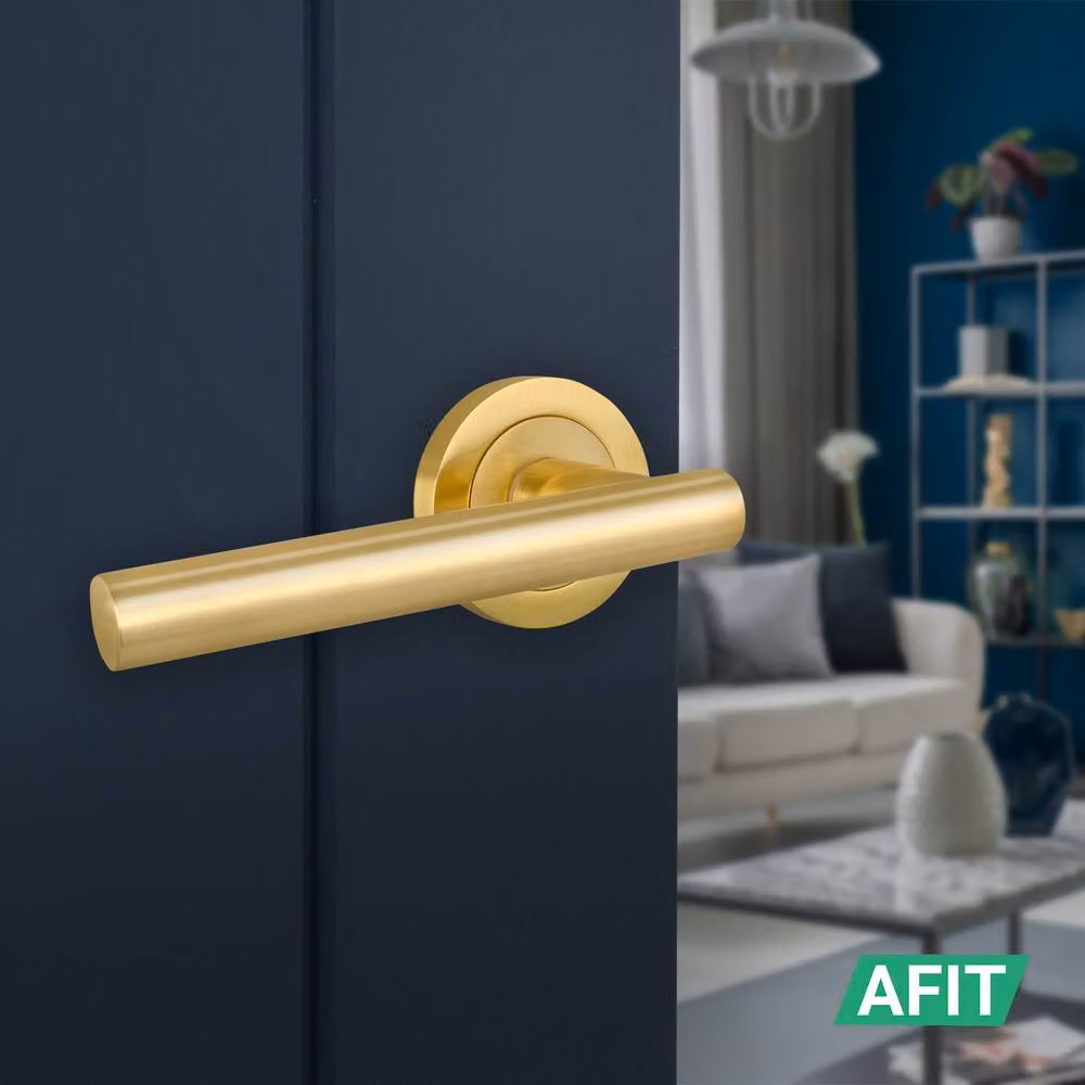 AFIT Satin Brass T-Bar Handle, Latch and Rosette Set in Gold, 100mm – 3