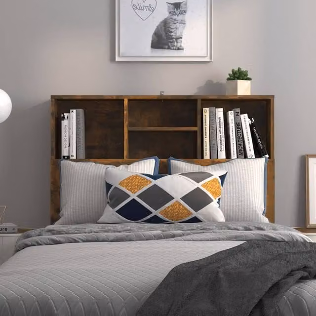 Berkfield Home Modern Headboard Cabinet in Smoked Oak Brown, W/D/H: 100 x 19 x 103.5 cm – 1