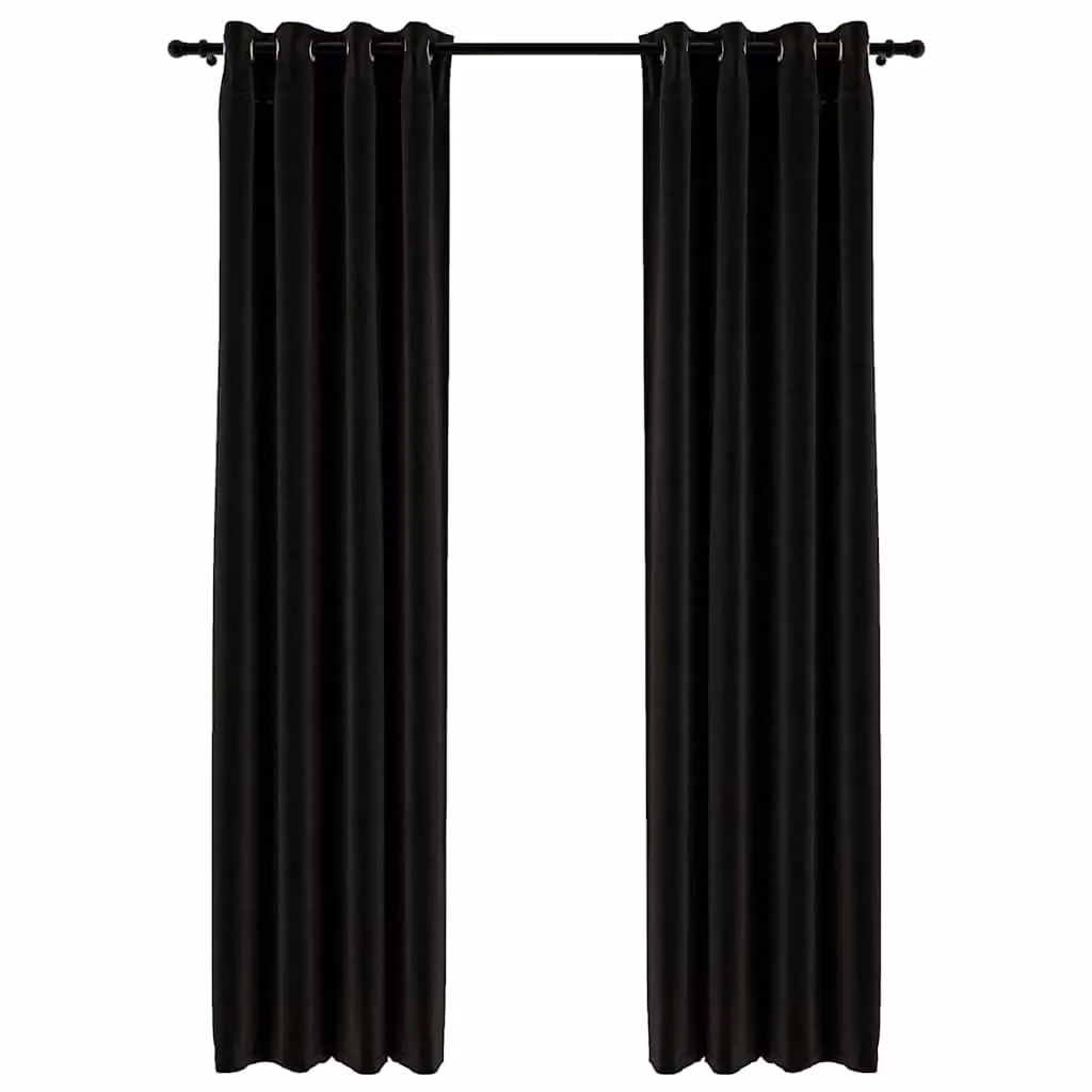 Berkfield Home Linen-Look Blackout Curtains, 2 Pack, Anthracite, W: 140 cm, H: 225 cm – 2
