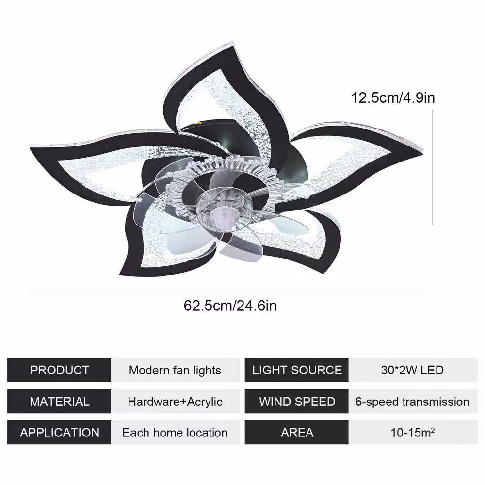 NIVOR Dimmable LED Ceiling Fan with Remote Control and Reversible Silent Motor in Black – 2