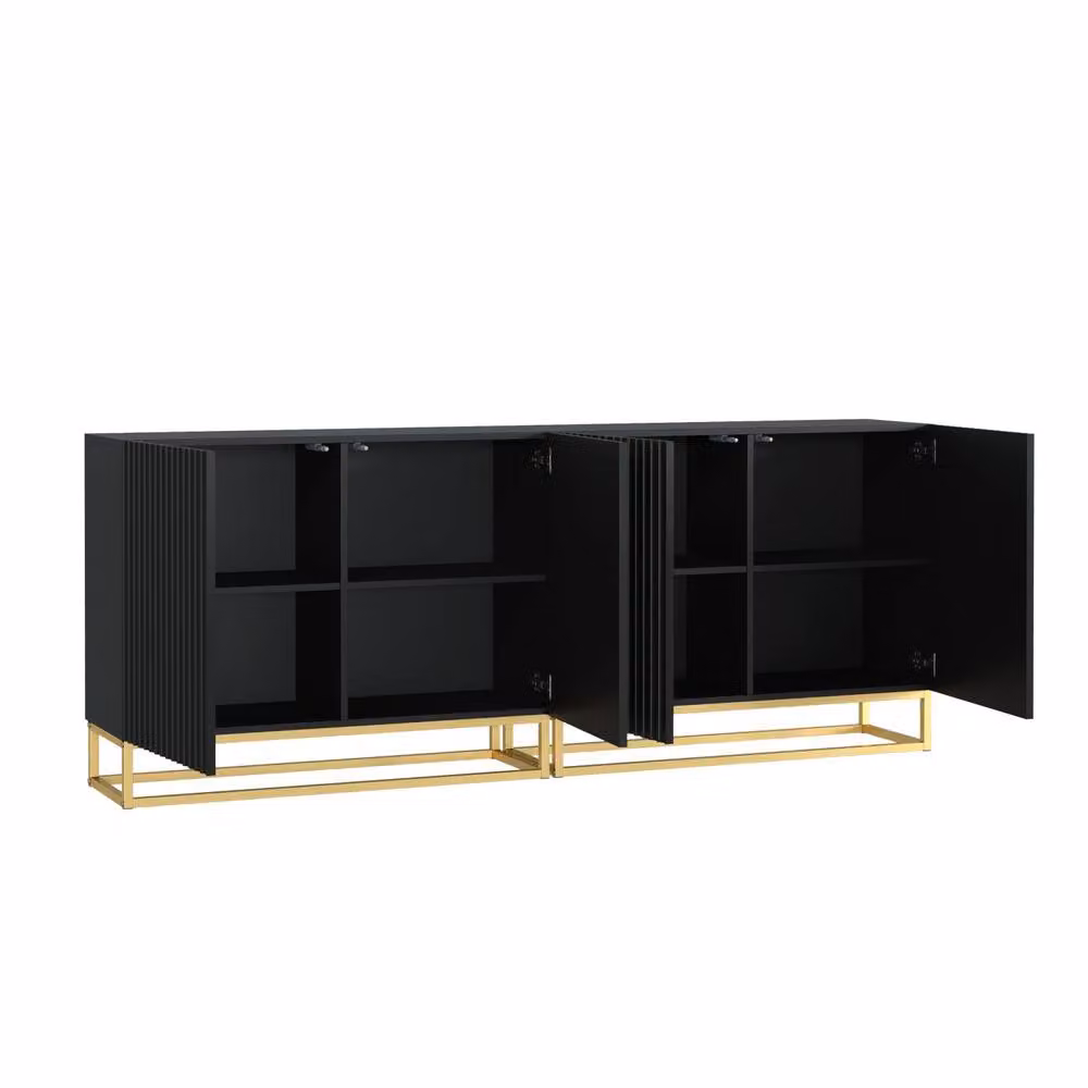 Creative Furniture Ripple Duo Sideboard in Black with Fluted Doors, W: 200 cm, H: 80 cm, D: 35 cm – 5