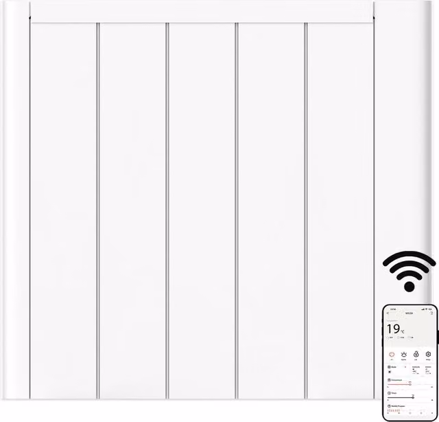 Mylek White Ceramic Panel Heater Electric Radiator with WIFI Smart App Control, Width: 62.5 cm