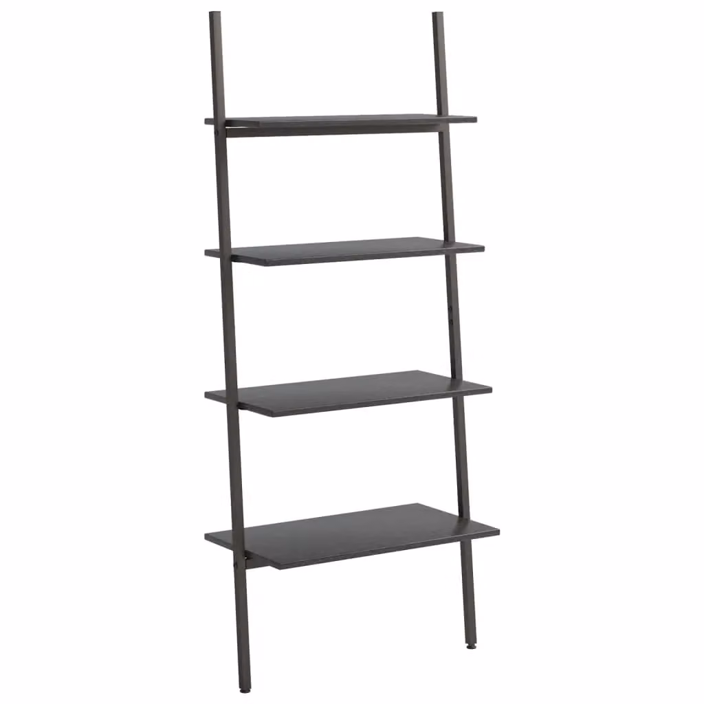 Berkfield Home 4-Tier Leaning Ladder Shelf in Black, W: 64 cm, D: 34 cm, H: 150.5 cm – 2