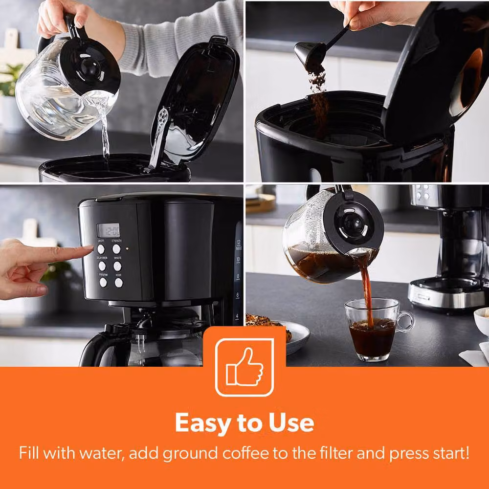 Geepas 1.5L Filter Coffee Machine and Arcus 4 Slice Toaster Combo Set in Black – 4