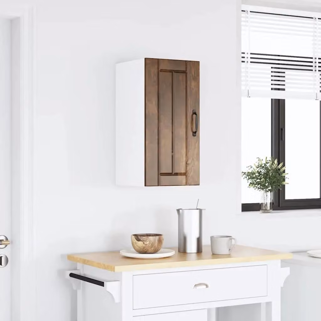 Berkfield Home Lucca Kitchen Wall Cabinet in Smoked Oak Brown with Glass Doors – 2