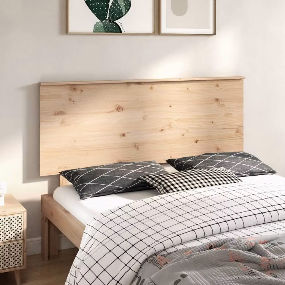 Berkfield Home Rustic Solid Pine Wood Bed Headboard in Natural, W: 154 cm, D: 6 cm, H: 82.5 cm – 2