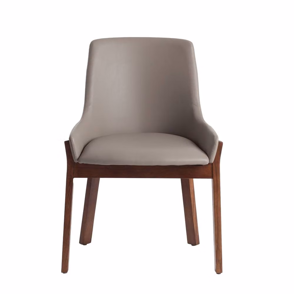 Angel Cerda Dark Mink Leatherette Dining Chair with Walnut Legs in Beige – 2