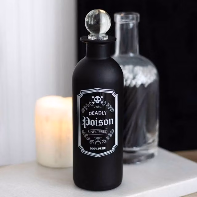 Uniqueful Decorative Black Glass Potion Bottle, 250ml