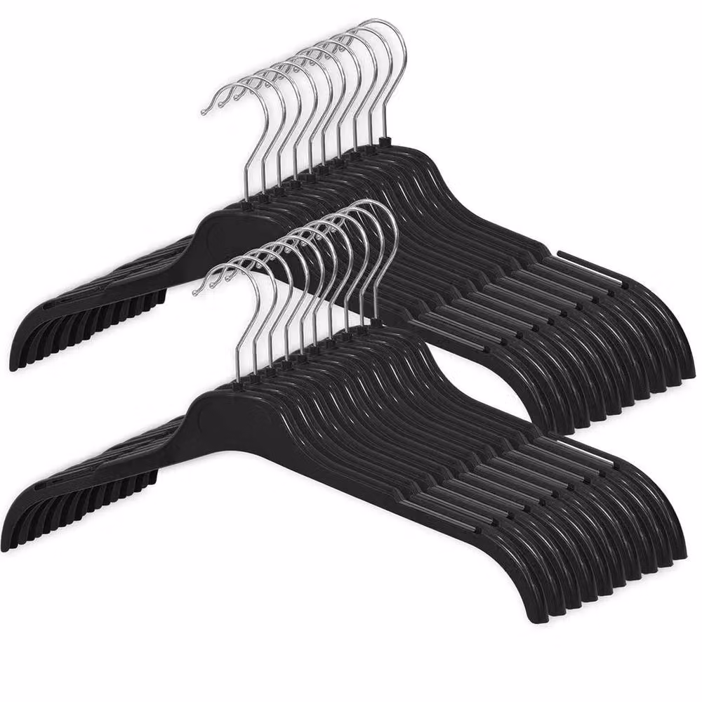 PAWNORA Black Plastic Space Saving Clothes Hangers with Swivel Hook, Pack of 100, Width: 43 cm – 2