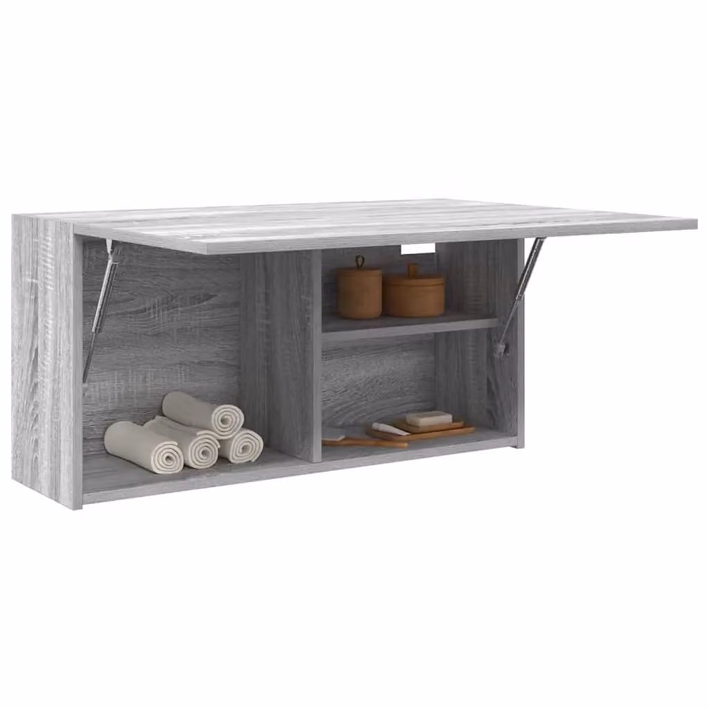Berkfield Home Grey Sonoma Bathroom Wall Cabinet W: 80 cm, D: 25 cm, H: 40 cm – 2
