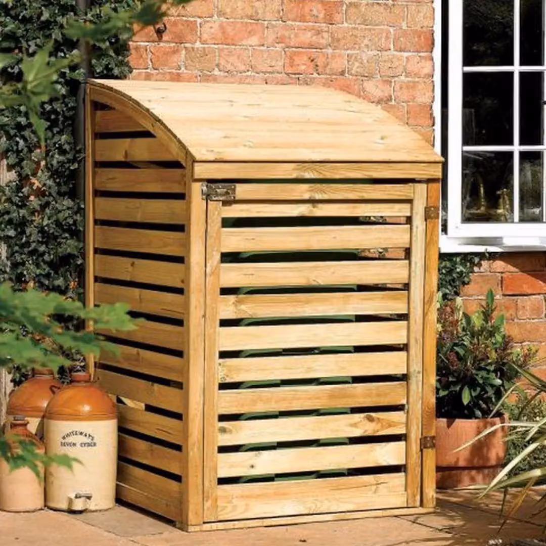 Rowlinsons Classic Wheelie Bin Store, Brown, W80 x D74 x H130 cm – 3