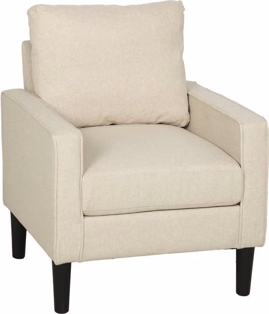 HOMCOM Beige Fabric Accent Tub Armchair with Spring Cushion and Armrests, H 84 x W 75 x D 68 cm – 1