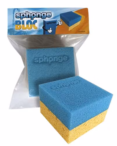 Sph2onge Dual Action Cleaning Bloc in Blue and Yellow, W/D/H: 7 x 7 x 5 cm