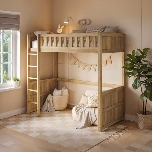 Flair Bea High Sleeper Single Bed in Brown Solid Wood