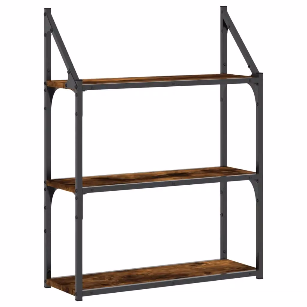 Berkfield Home 3-Tier Wall Mounted Shelf in Smoked Oak Brown, W/D/H: 60 x 21 x 78.5 cm – 2