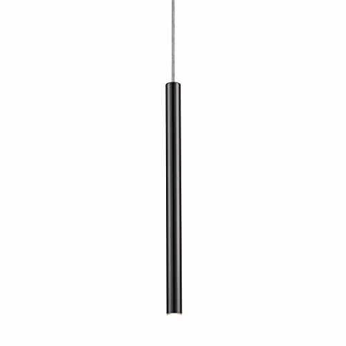 Zumaline Loya Modern LED Cylinder Pendant Ceiling Light in Black with Transparent Glass, 450 lm, 3000 K Warm White