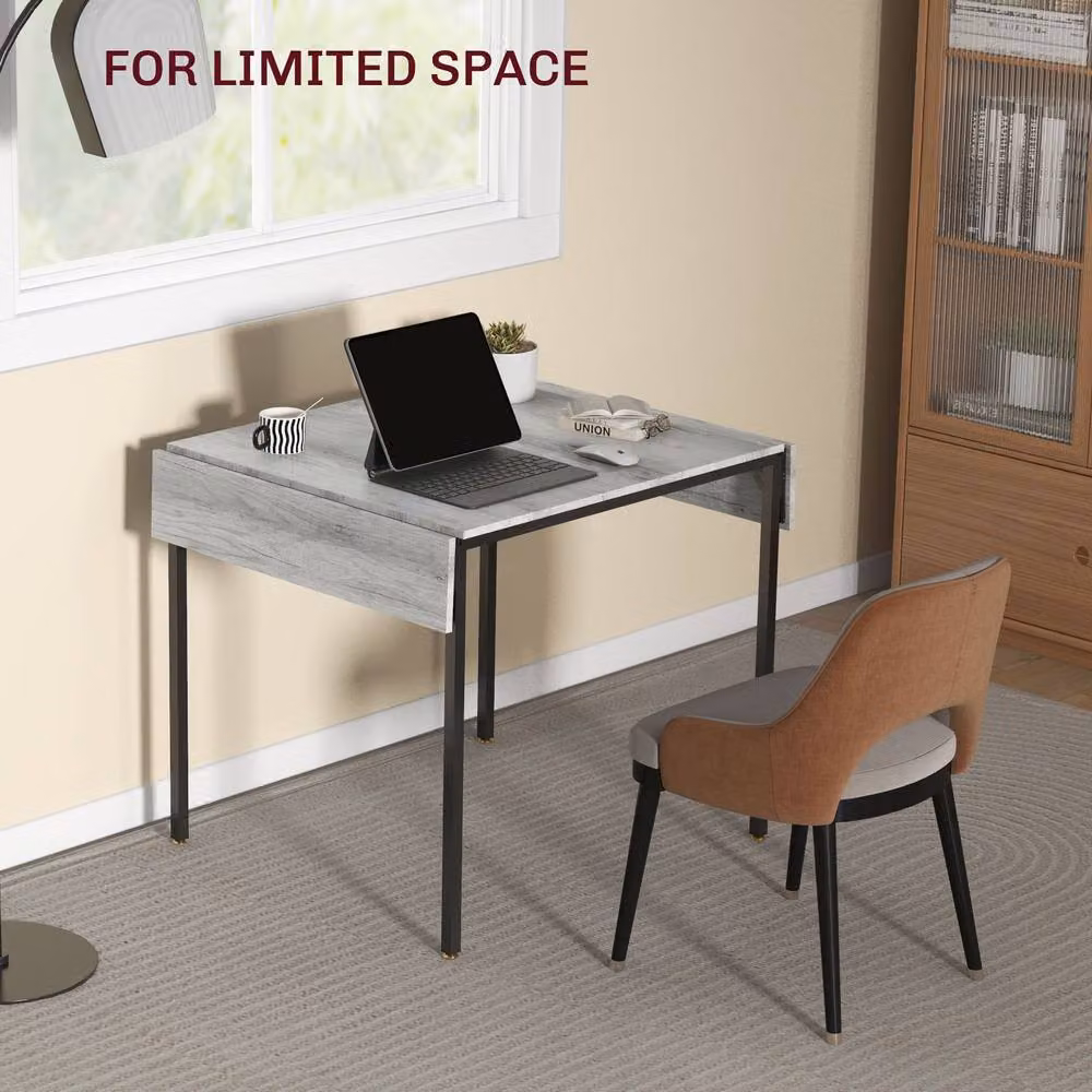 STILVORA Modern Extendable Drop Leaf Dining Table in Grey – 3