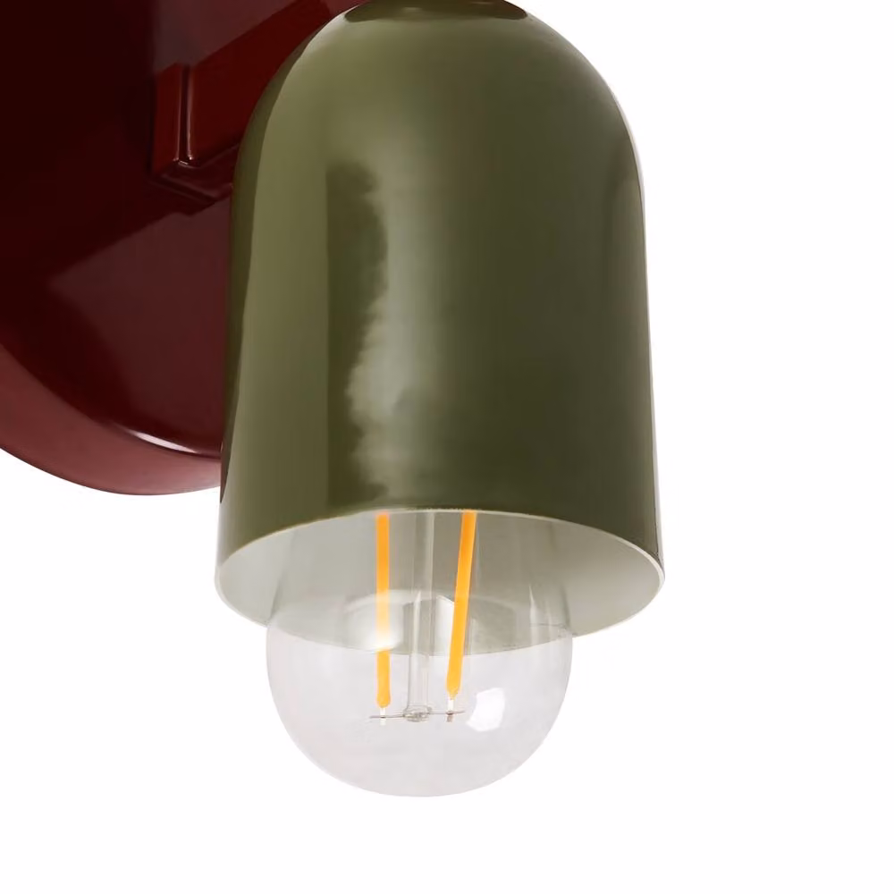 Wyld and Coco Set of 2 Mid-Century Metal Up and Down Wall Lamps in Red and Green – 5