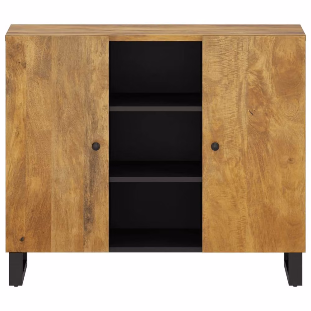 Berkfield Home Solid Mango Wood Sideboard with 2 Doors in Brown, W/D/H: 90 x 33 x 75 cm – 3