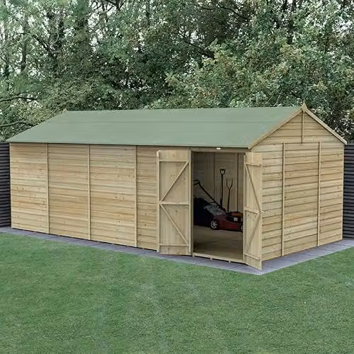 Forest Garden Classic Reverse Apex Wooden Shed with Double Doors in Green and Brown, W/D/H: 610 x 305 x 244 cm – 2