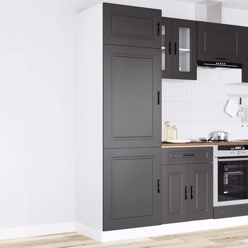 Berkfield Home Porto Kitchen Cupboard in Black Matt MDF, W/D/H: 57.0 x 60.0 x 207.0 cm – 2