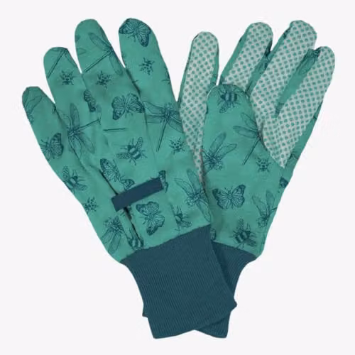 Kent & Stowe Ladies Cotton Gardening Gloves with Flutterbug Design in Purple, Pink or Petrol – 1