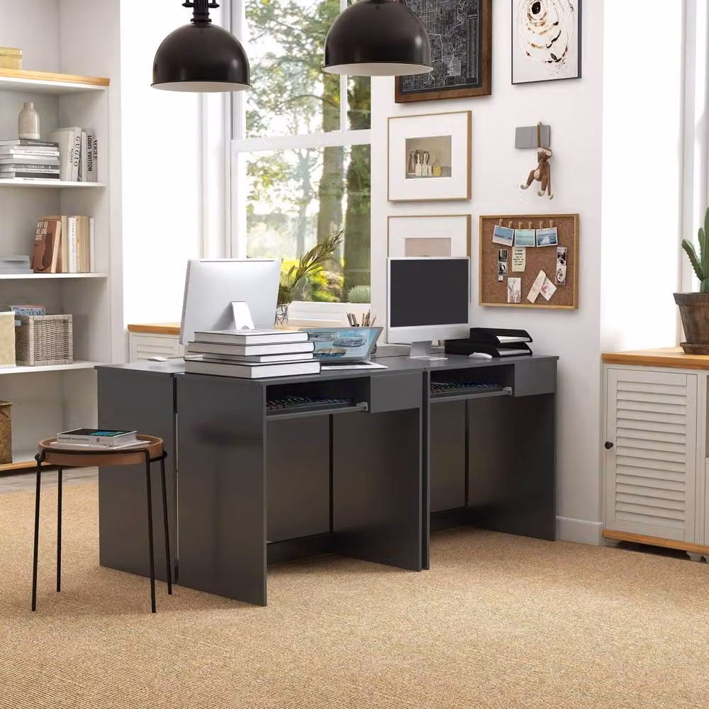Wyld Haus Rami Grey Compact Computer Desk with Keyboard Tray and Drawer Storage, W: 80 cm, H: 75 cm, D: 52 cm – 3