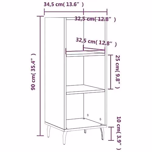 vidaXL Sonoma Oak Sideboard in Brown, W/D/H: 34.5 x 32.5 x 90 cm