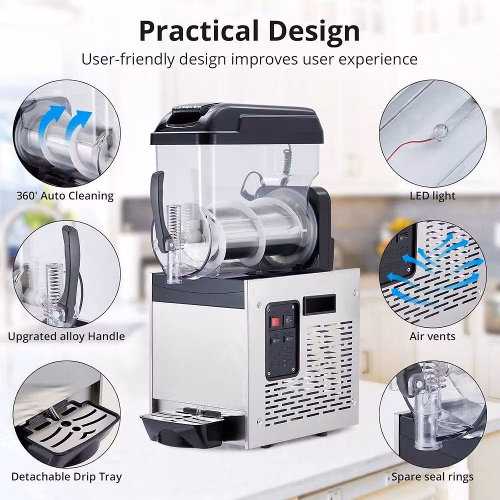London Boutique 12L Commercial Slush Machine and Frozen Drink Maker in Silver – 3