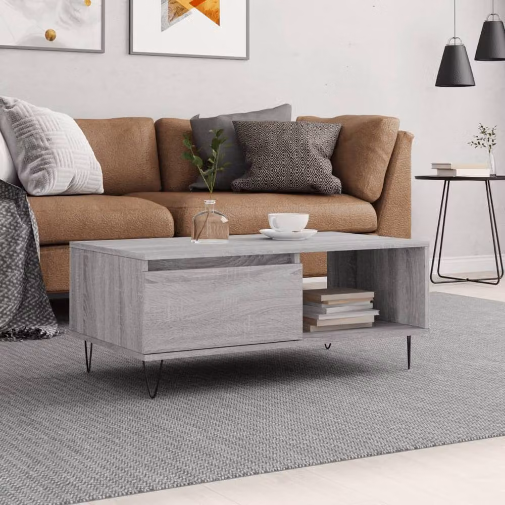 Berkfield Home Modern Grey Sonoma Coffee Table, W/D/H: 90 x 50 x 36.5 cm – 2