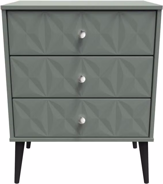Ready Assembled 2 U Toledo 3 Drawer Chest in Pale Green and Black