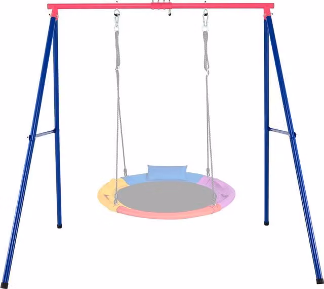 COSTWAY Large A-Frame Metal Swing Stand in Blue and Red