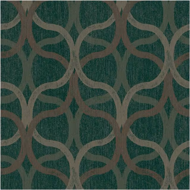 Graham & Brown Geometric Abstract Vinyl Wallpaper in Green and Gold, Width: 52 cm