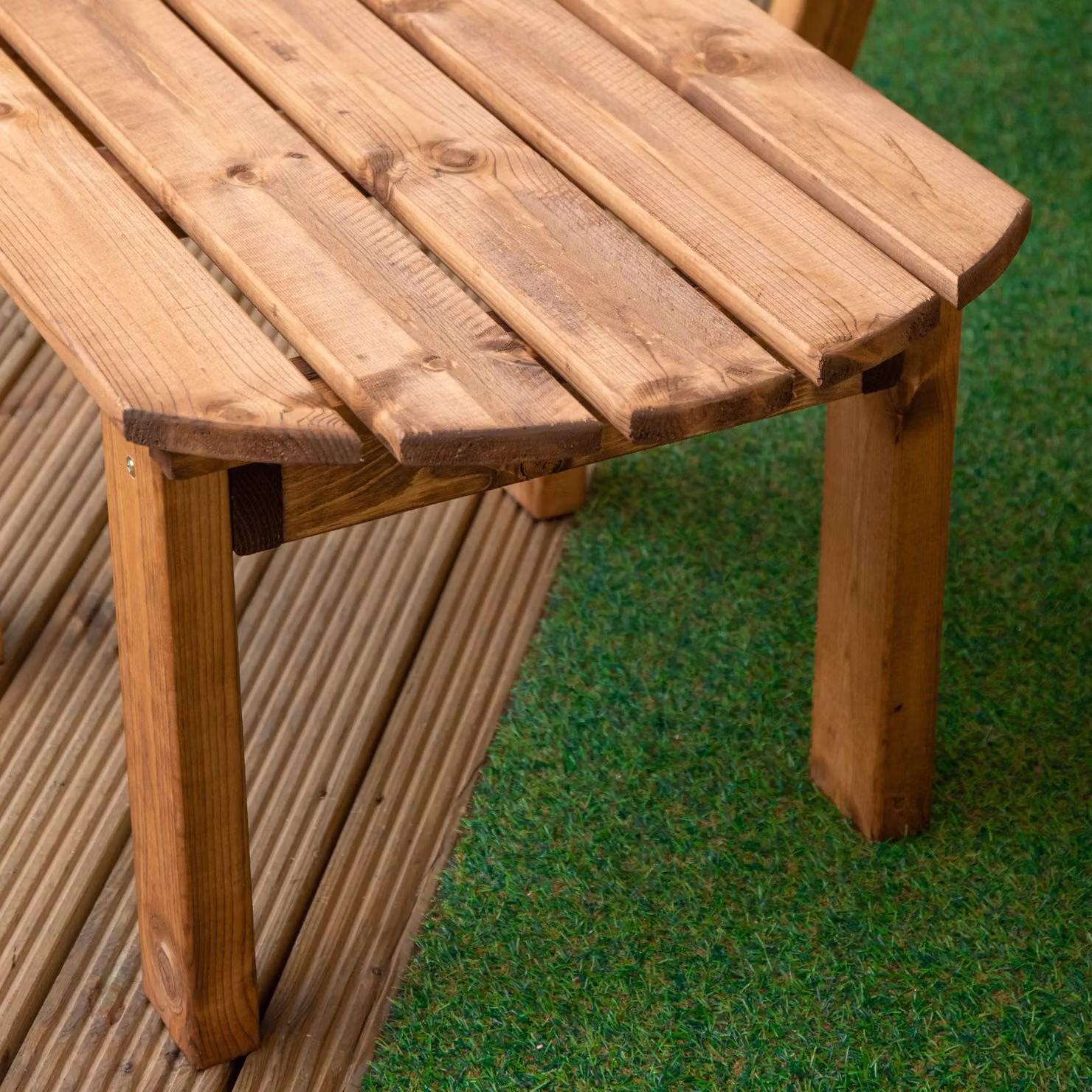 Samuel Alexander Brown Rustic Wooden 2 Seater Garden Bench and Coffee Table Set – 4