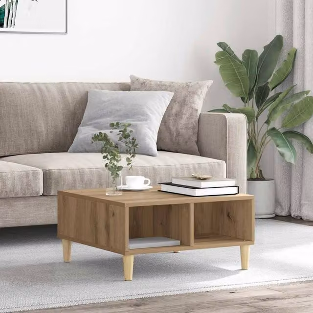 Berkfield Home Artisan Oak Coffee Table in Brown, W/D/H: 60 x 60 x 30 cm – 1