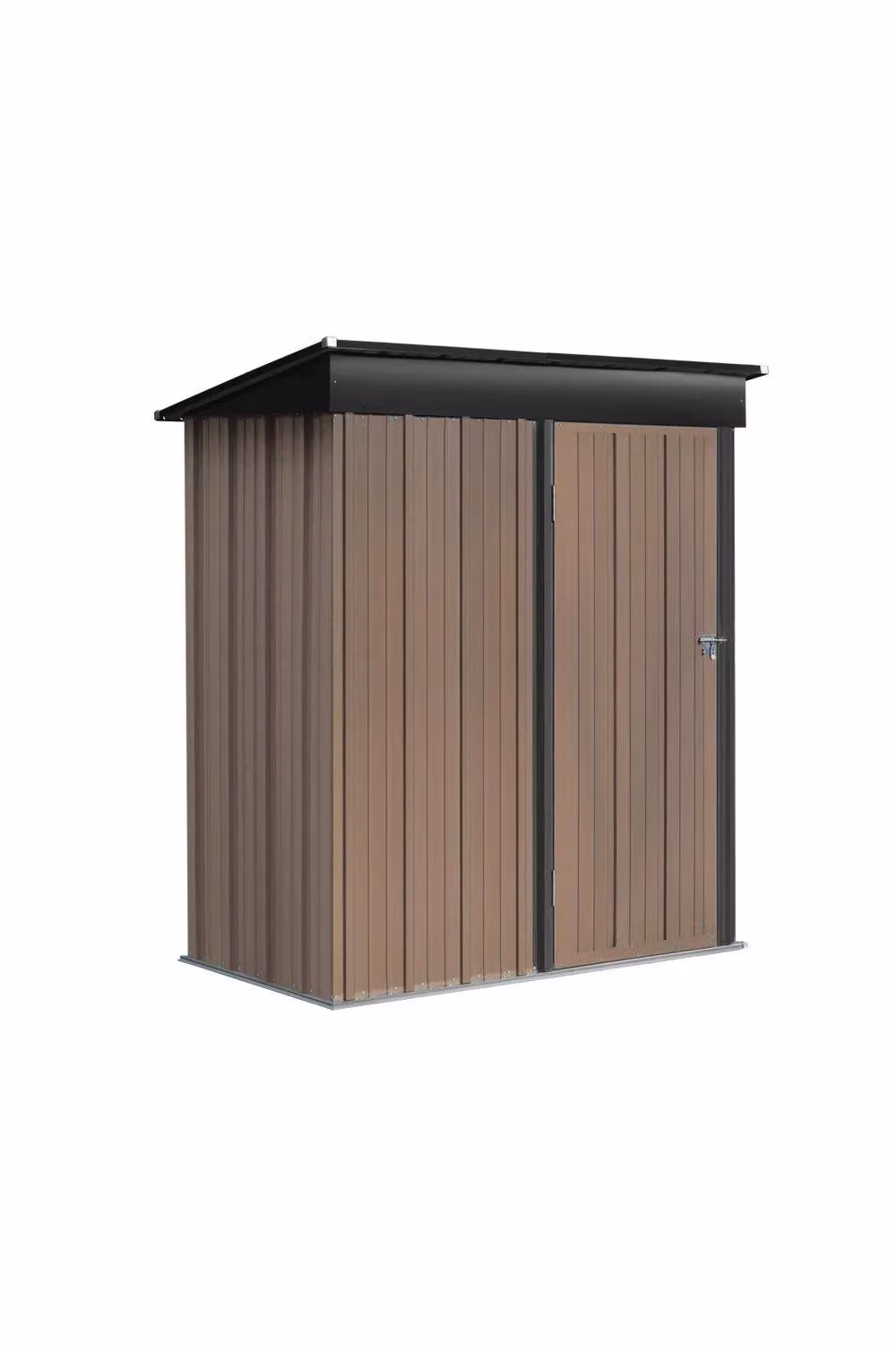 Garden Sanctuary Lockable Metal Pent Outdoor Garden Storage Tool Shed in Brown and Black, W/D/H: 154.5 x 94.0 x 181.0 cm – 2