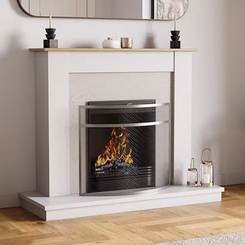 Fire Vida Buckton Fire Guard in Silver, W/D/H: 64.0 x 73.0 x 12.0 cm – 2