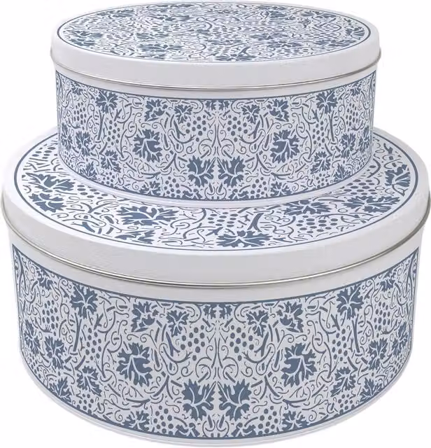 Purely Home Blue Oak Leaves and Berries Round Nesting Cake Tin Set