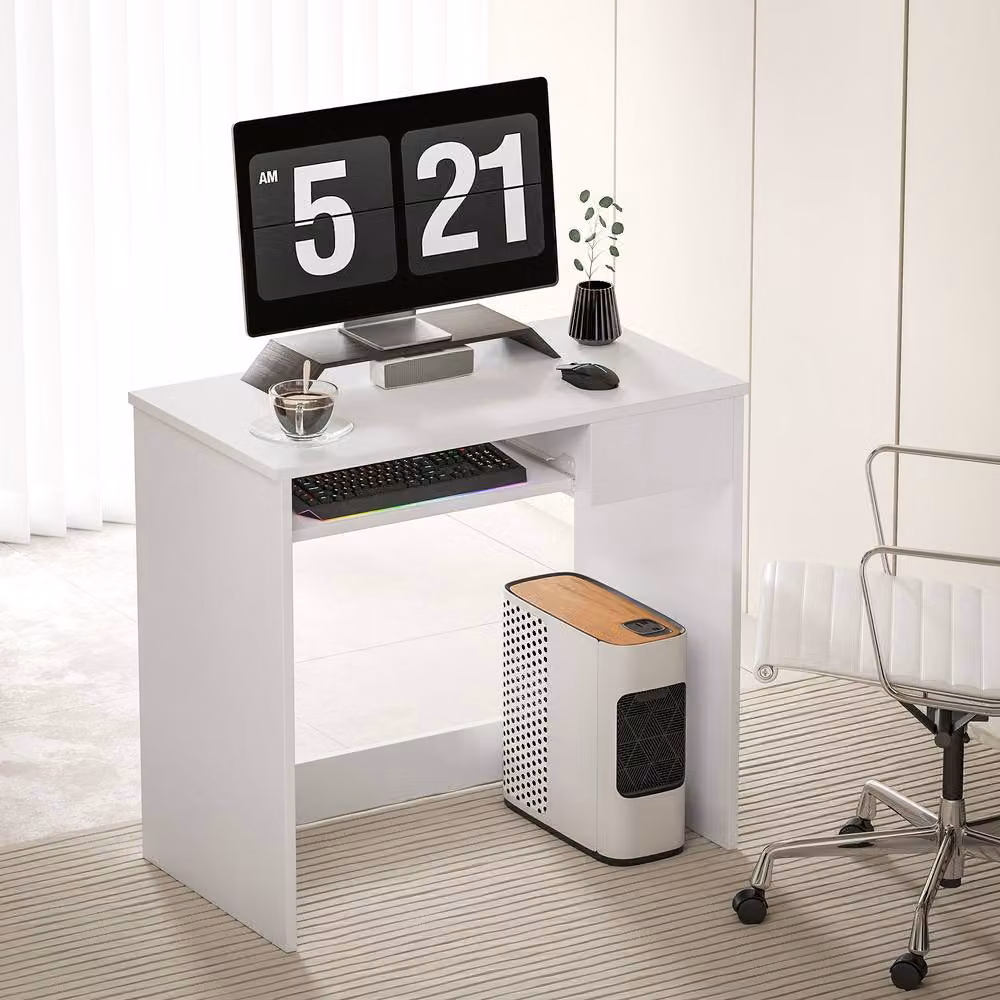 STILVORA Modern Computer Desk with Keyboard Tray and Drawer, White, W/D/H: 120 x 60 x 75 cm – 2