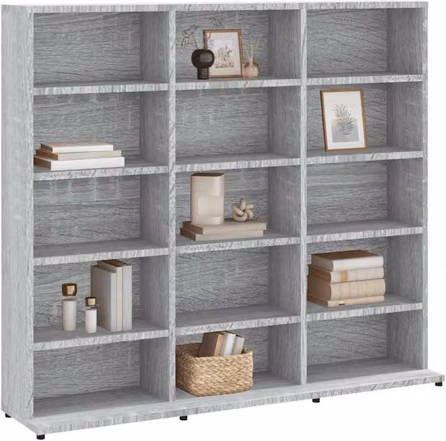 Berkfield Home Sturdy CD Cabinet in Grey Sonoma, W/D/H: 102 x 23 x 89.5 cm – 1