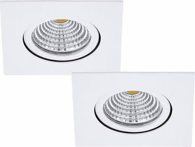 Loops 2 Pack White Square Recessed LED Downlights for Wall and Ceiling, 6W