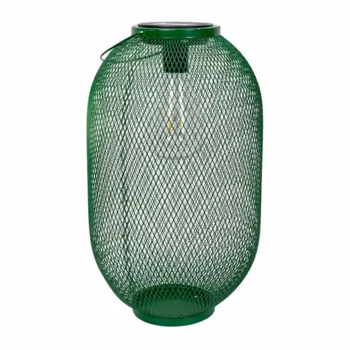 ValueLights Metal Mesh Dark Green Solar Powered Outdoor Garden Lantern Light with Warm White LED