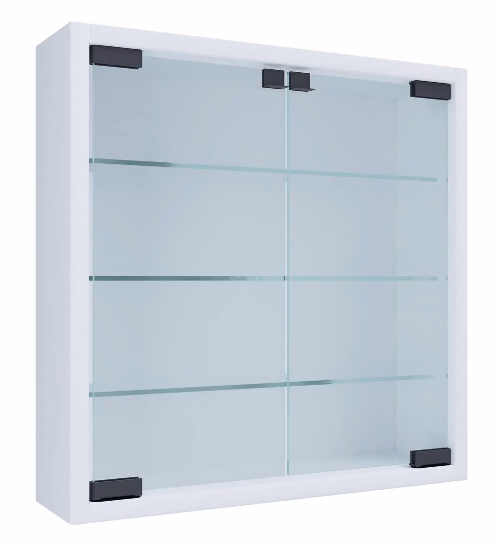 VCM Mandosa S White Wall Mounted Hanging Display Cabinet with Glass Doors and Internal Shelves W/D/H: 40 x 40 x 10 cm – 2