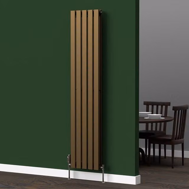 Lux Heat Flat Vertical Double Radiator in Antique Brass, H: 160 cm x W: 35 cm