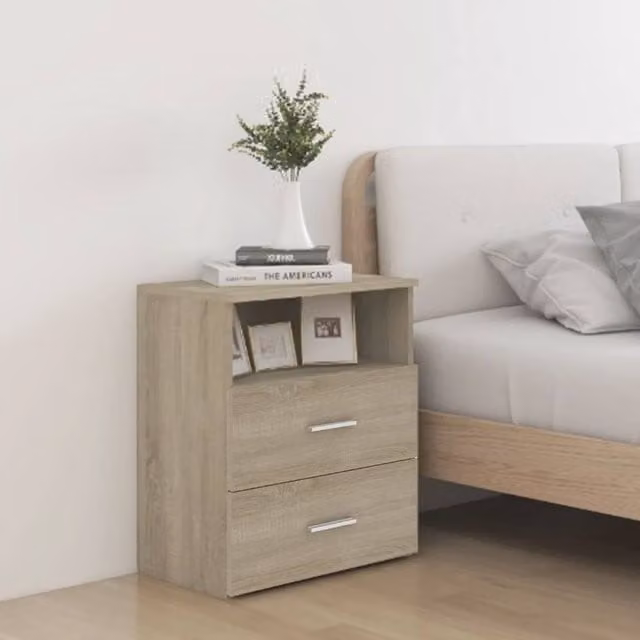 Berkfield Home Sonoma Oak Bed Cabinet in Brown, W: 50 cm, D: 32 cm, H: 60 cm