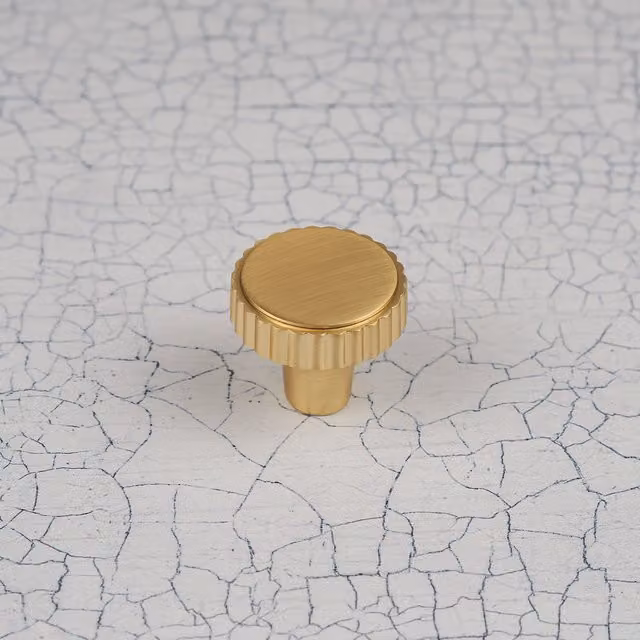 Handle & Home Ribbed Detailing Handles and Coordinating Knobs in Brushed Brass Gold Zinc
